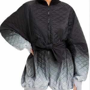 Norma Kamali Black and Gray Quilted Puffer Romper